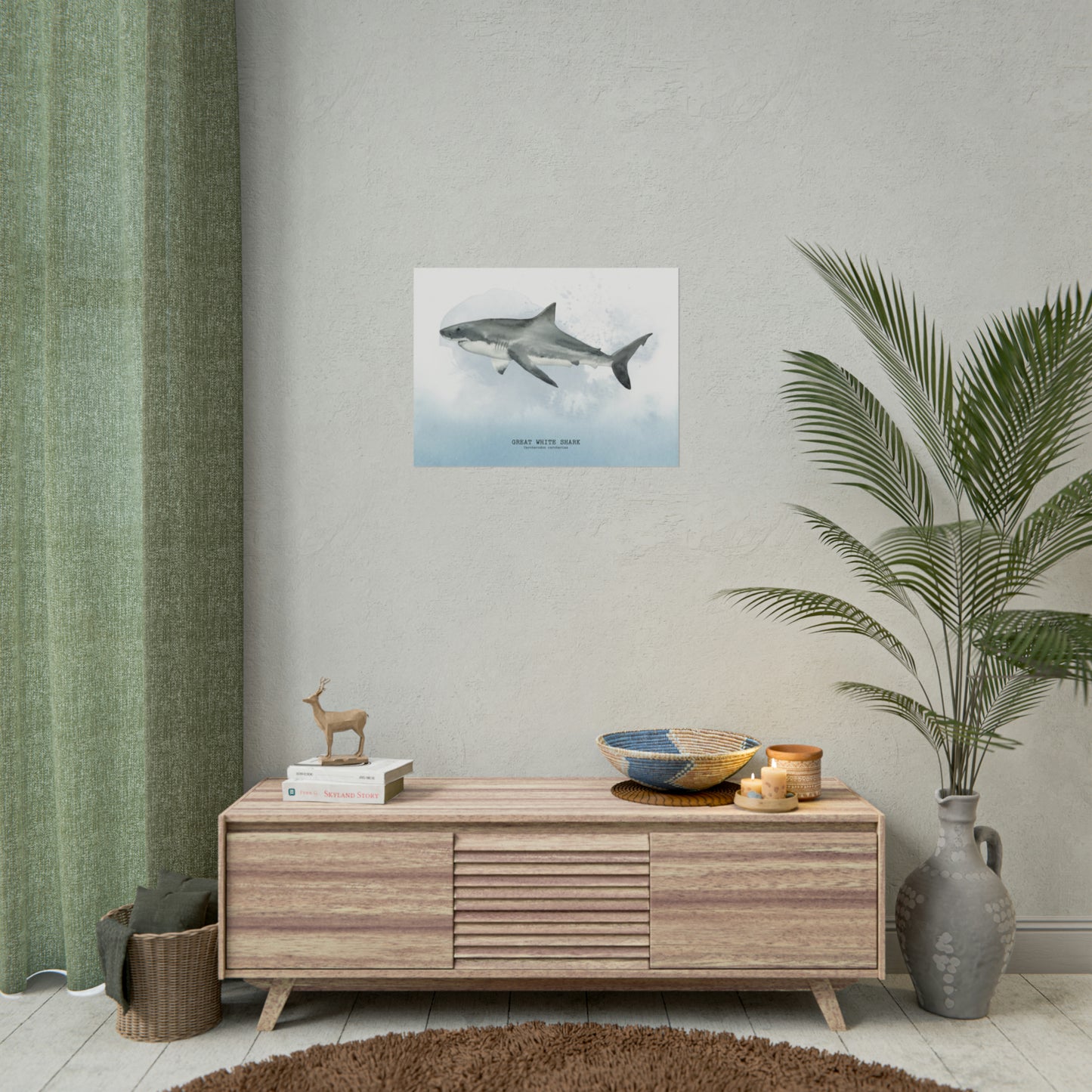 White Shark Watercolor Poster