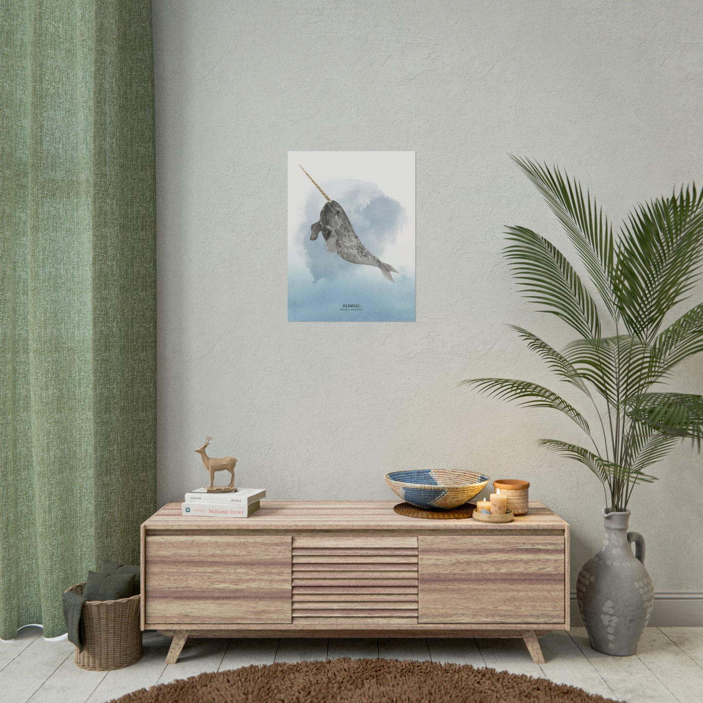 Narwhal Watercolor Poster